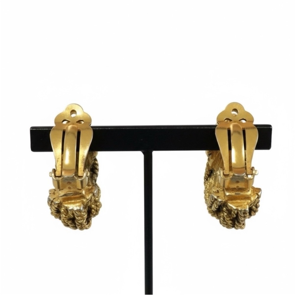 CHANEL Vintage Gold Rope Chain Hoop Earrings Clip-On Statement 80s Classic ✨ - Picture 4 of 6